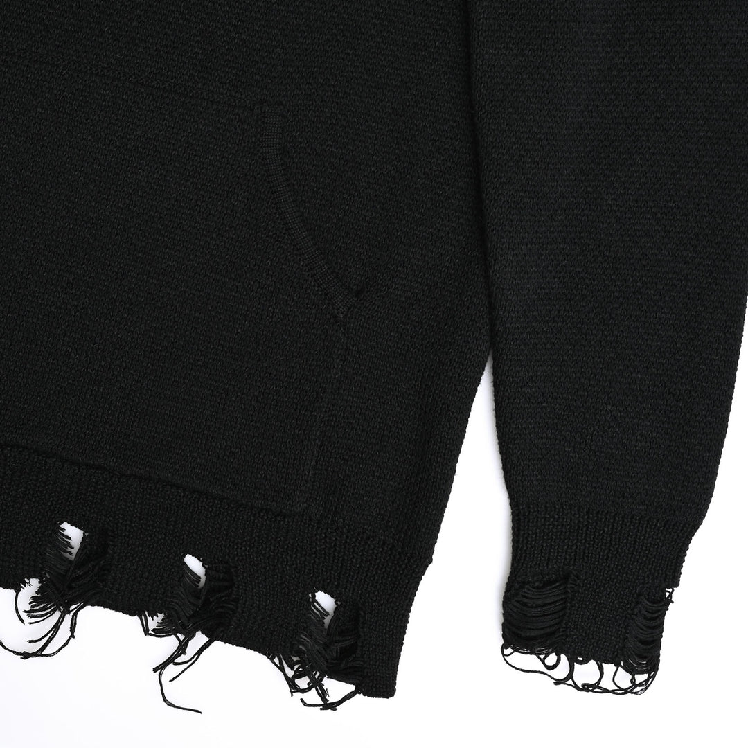 Long Sleeve Hooded Sweater in Jagged Hem Design