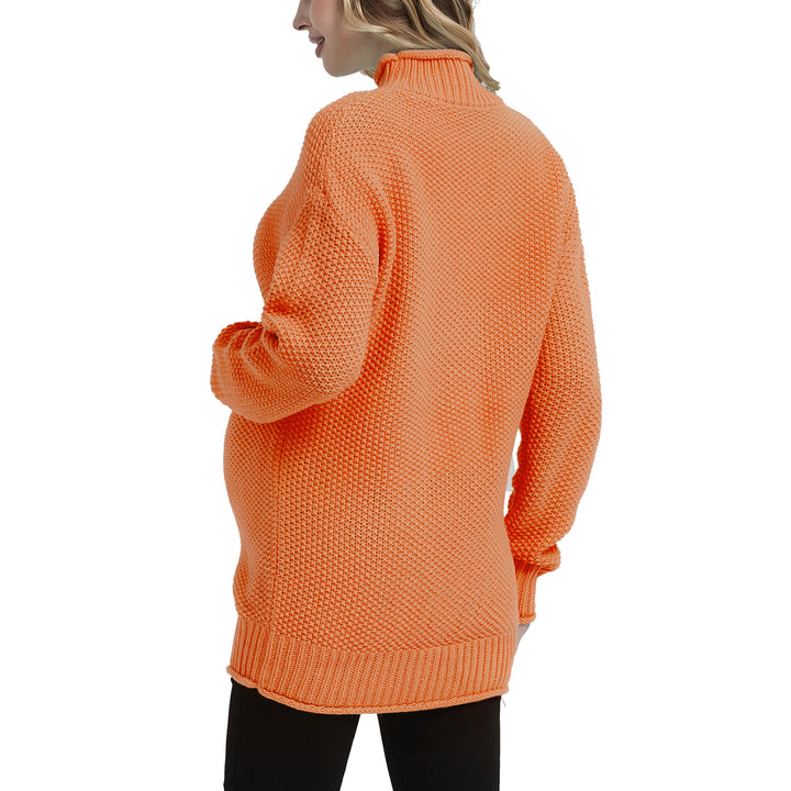 Bhome Long Sleeve Turtleneck Maternity Sweater in Loose Style