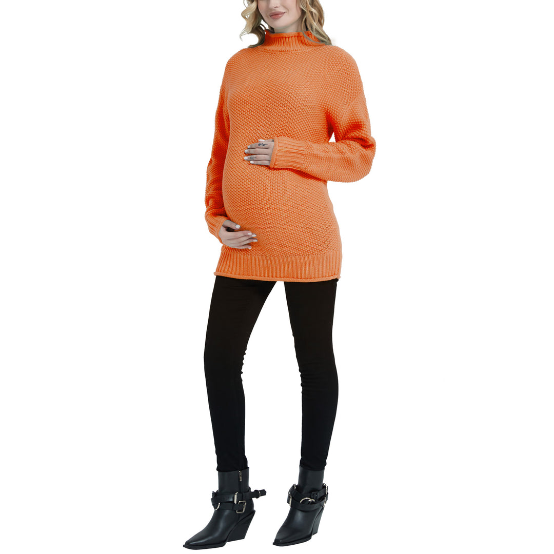 Bhome Long Sleeve Turtleneck Maternity Sweater in Loose Style