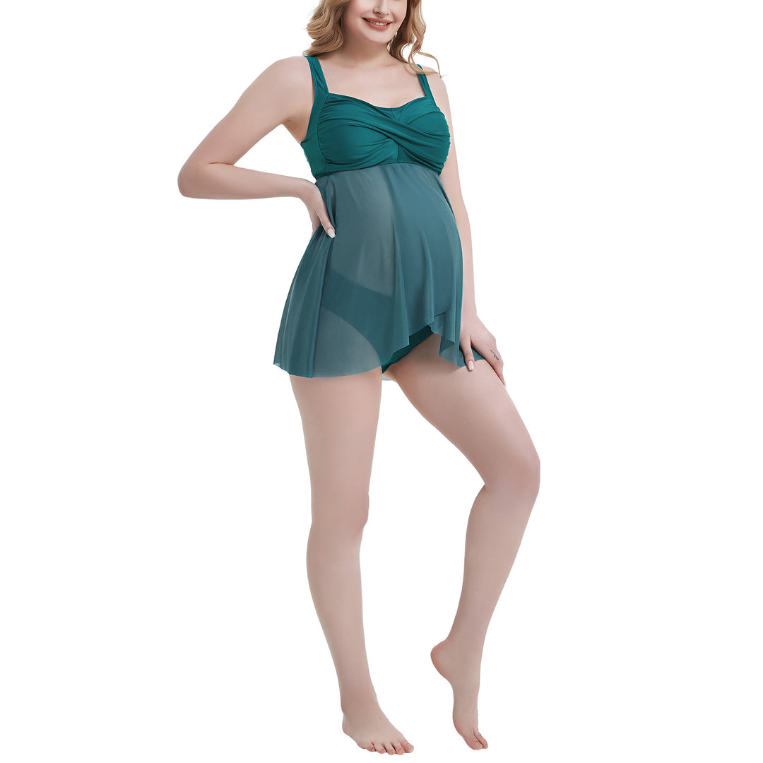 Sexy Mesh Swimdress Maternity Two Pieces Swimsuit