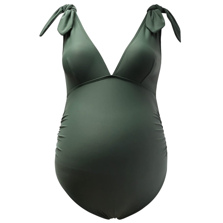 Maternity Sleeveless Tie Shoulder Maternity Swimsuit One Piece