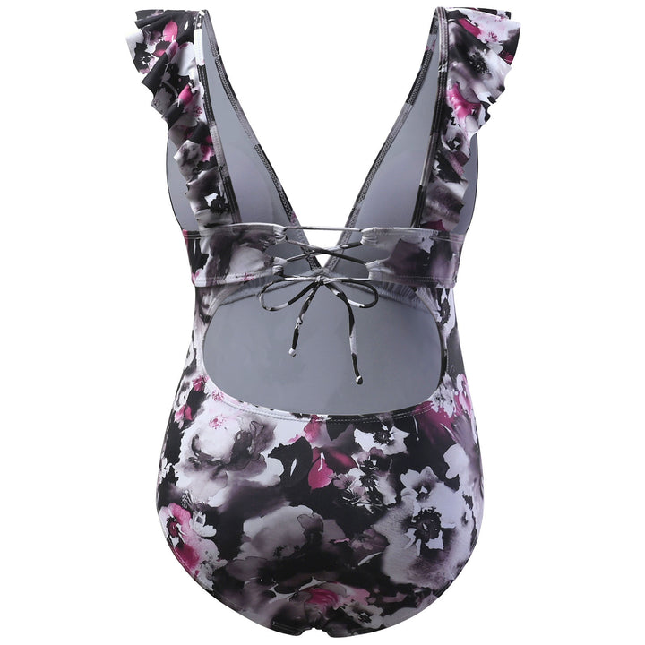 Floral V-neck Maternity Swimwear with Backless Design